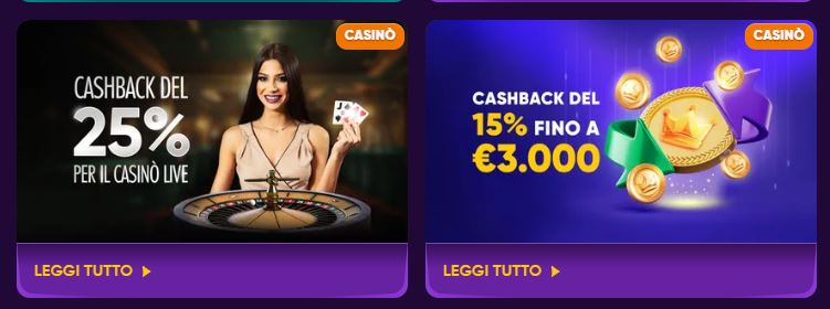 Approfitta delle offerte cashback disponibili sul sito
