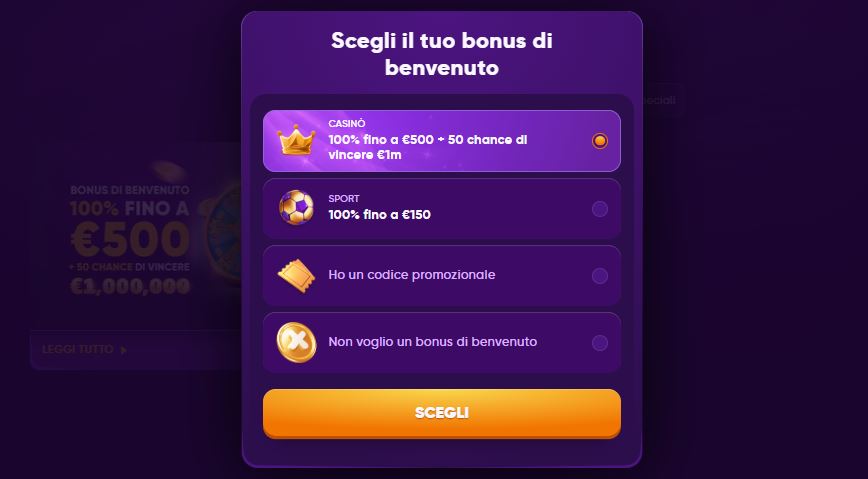 Scegli il tuo bonus tra casinò e scommesse sportive